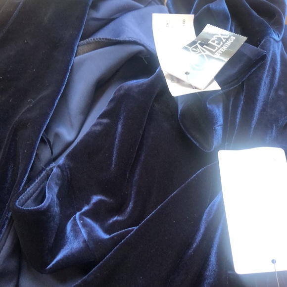 Alex Evenings Long Surplice Neckline Velvet Dress with Tulip Overlay Hem Skirt - Picture 7 of 7